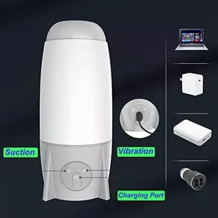Automatic Male Masturbator,5 Suction & 7 Vibration Modes, Rechargeable by USB,Reusable Soft Sleeve, Masturbation Cup, Sex Toy fo