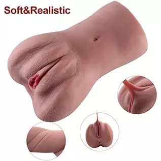 Male Masturbators Adult Sex Toys with 3D Realistic Textured Fake Pocket Pussy Vagina and Tight Anus Sex Stroker, Lifelike Soft P