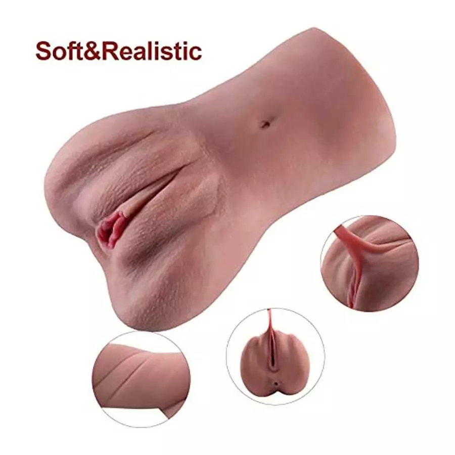 Male Masturbators Adult Sex Toys with 3D Realistic Textured Fake Pocket Pussy Vagina and Tight Anus Sex Stroker, Lifelike Soft P