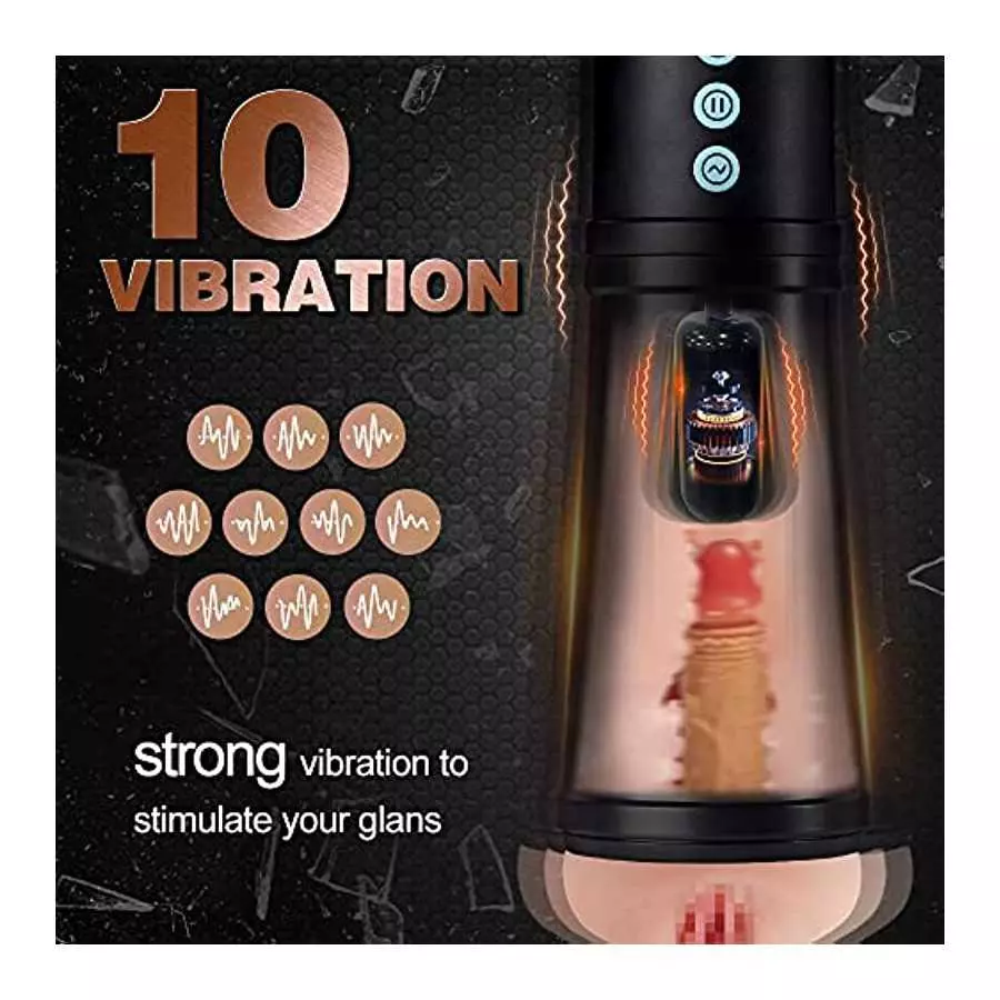 Automatic Male Masturbator Cup with 7.1in Rrealistic Pocket Pussy, Sucking Male Masturbators with 5 Suction Modes and 10 Vibrati