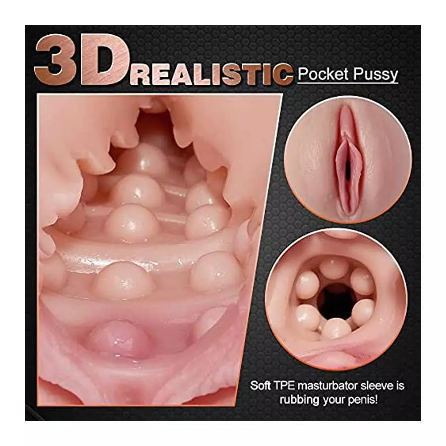 Automatic Male Masturbator Cup with 7.1in Rrealistic Pocket Pussy, Sucking Male Masturbators with 5 Suction Modes and 10 Vibrati