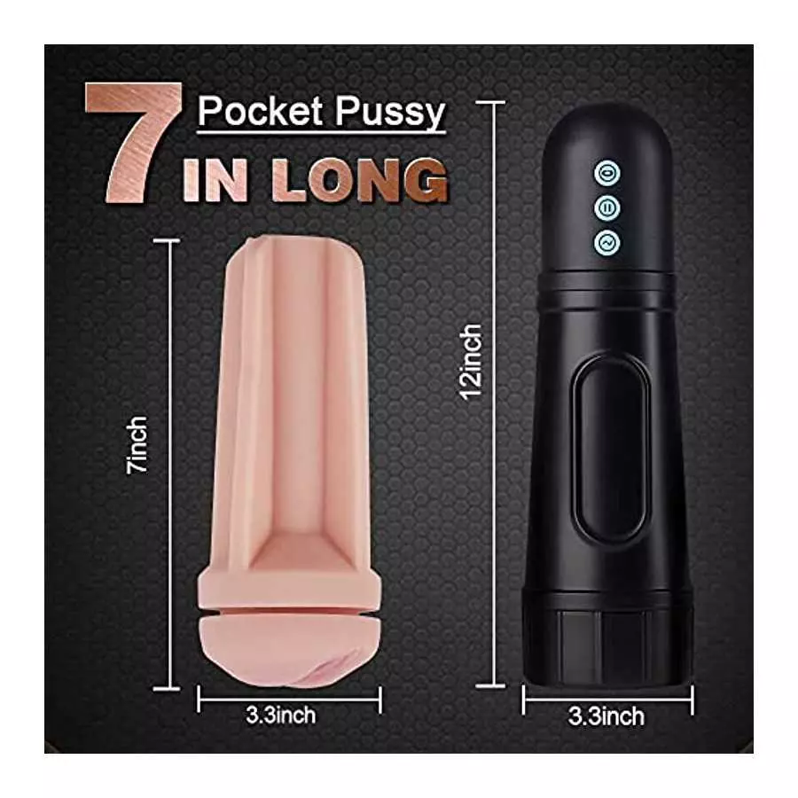 Automatic Male Masturbator Cup with 7.1in Rrealistic Pocket Pussy, Sucking Male Masturbators with 5 Suction Modes and 10 Vibrati