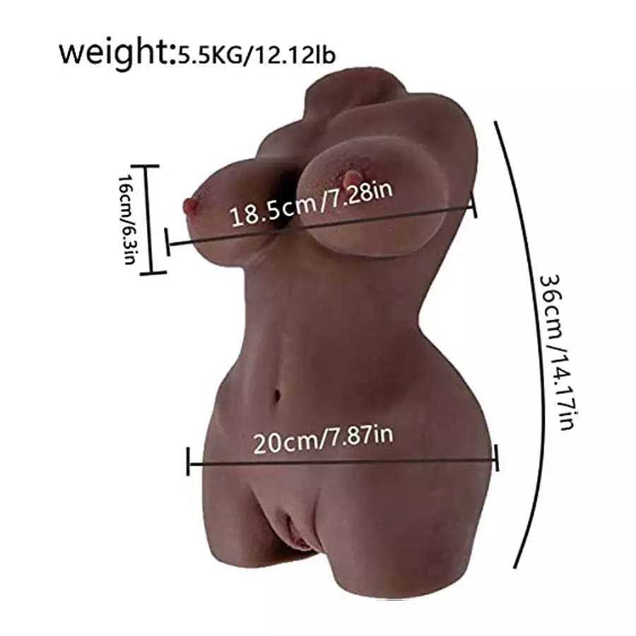 12lbs/(5.5KG) Sexy Doll Black Male masturbator, Lifelike 3D Texture Vagina and Tight Anus, Soft Breasts, Pocket cat Sexy Female