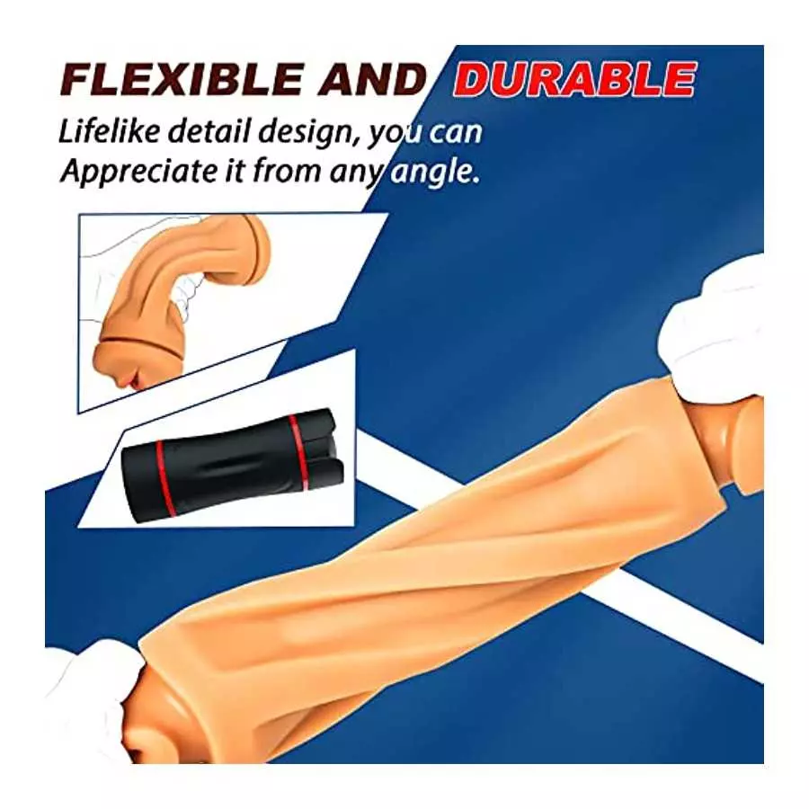 2 in 1 Male Masturbation Cup Adult Sex Toy for Men Double Ended Brown Skin Super Soft Masturbator Stroker Pocket Pussy with Mout