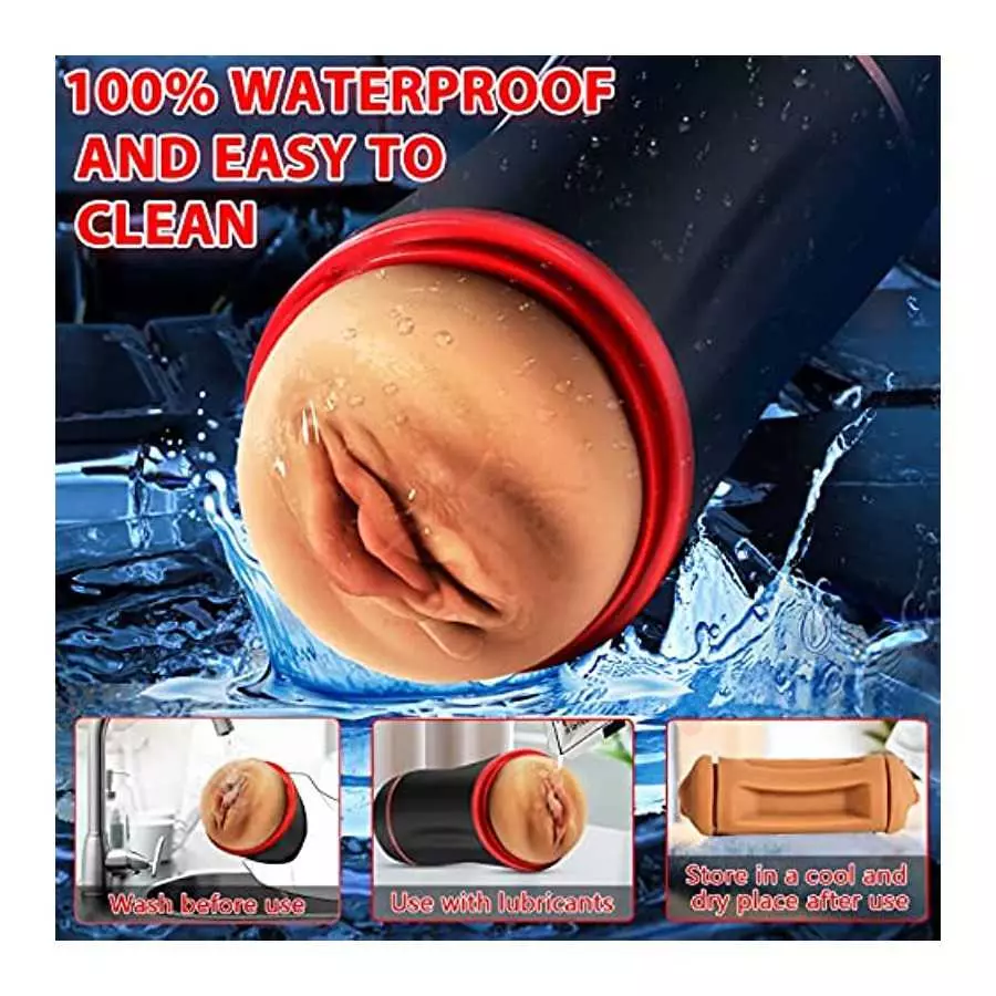 2 in 1 Male Masturbation Cup Adult Sex Toy for Men Double Ended Brown Skin Super Soft Masturbator Stroker Pocket Pussy with Mout