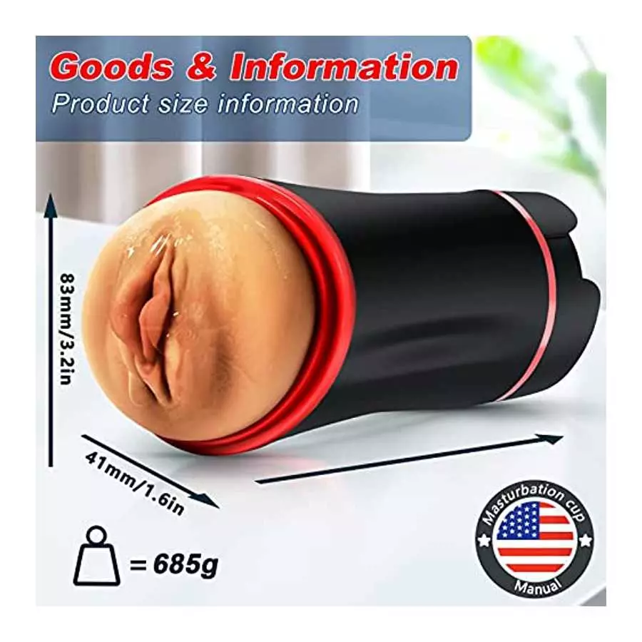 2 in 1 Male Masturbation Cup Adult Sex Toy for Men Double Ended Brown Skin Super Soft Masturbator Stroker Pocket Pussy with Mout