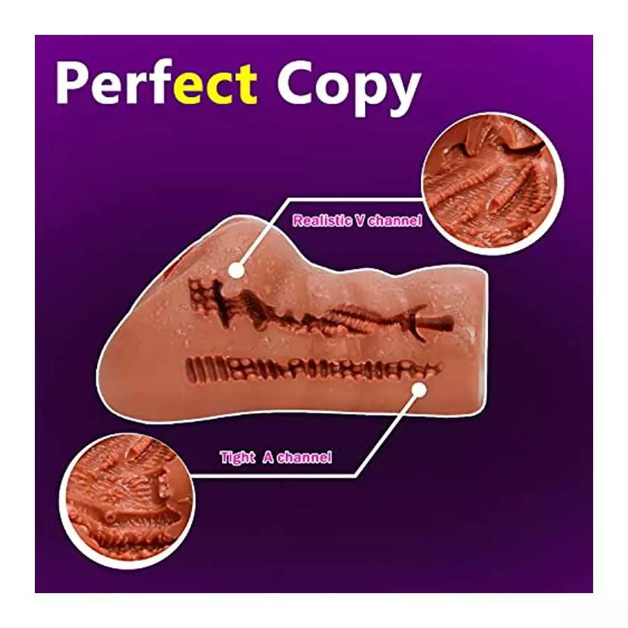 Male Masturbator Lifelike Sex Doll 3D Textured 2in1 Brown Realistic Pussy Adult Sex Toy Pocket Stroker Toy Vagina and Tight Anal