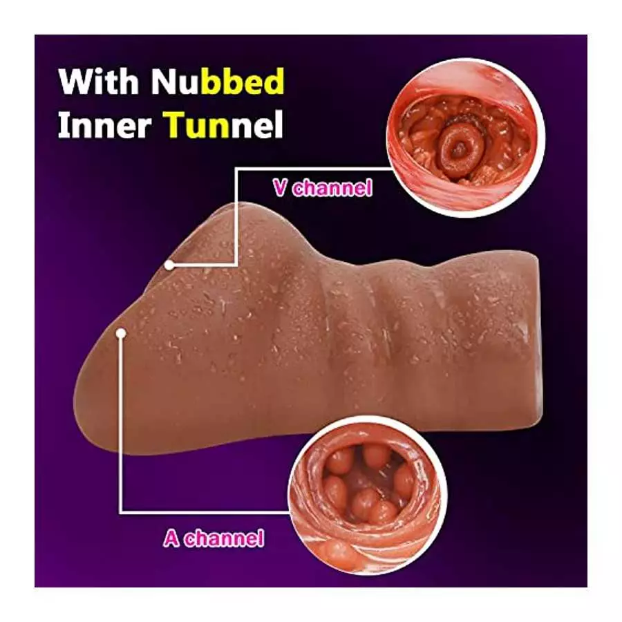 Male Masturbator Lifelike Sex Doll 3D Textured 2in1 Brown Realistic Pussy Adult Sex Toy Pocket Stroker Toy Vagina and Tight Anal