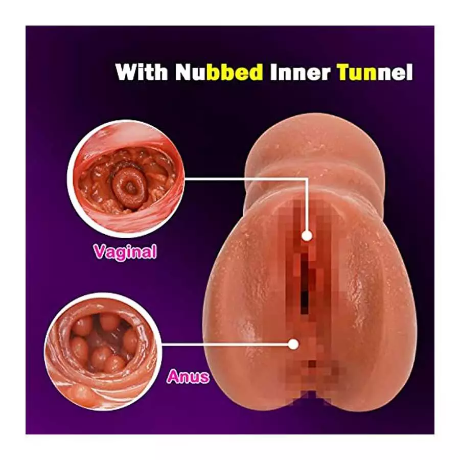 Male Masturbator Lifelike Sex Doll 3D Textured 2in1 Brown Realistic Pussy Adult Sex Toy Pocket Stroker Toy Vagina and Tight Anal