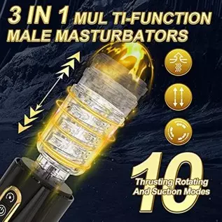 Jaffen 3 in 1 Male Masturbators Sex Toys Automatic Male Masturbator Cup with 10 Suction, Rotation, Thrusting,Vaginal Mouth Pocke Jaffen 3 in 1 Male Masturbators Sex Toys Automatic Male Masturbator Cup with 10 Suction, Rotation, Thrusting,Vaginal Mouth Pocke