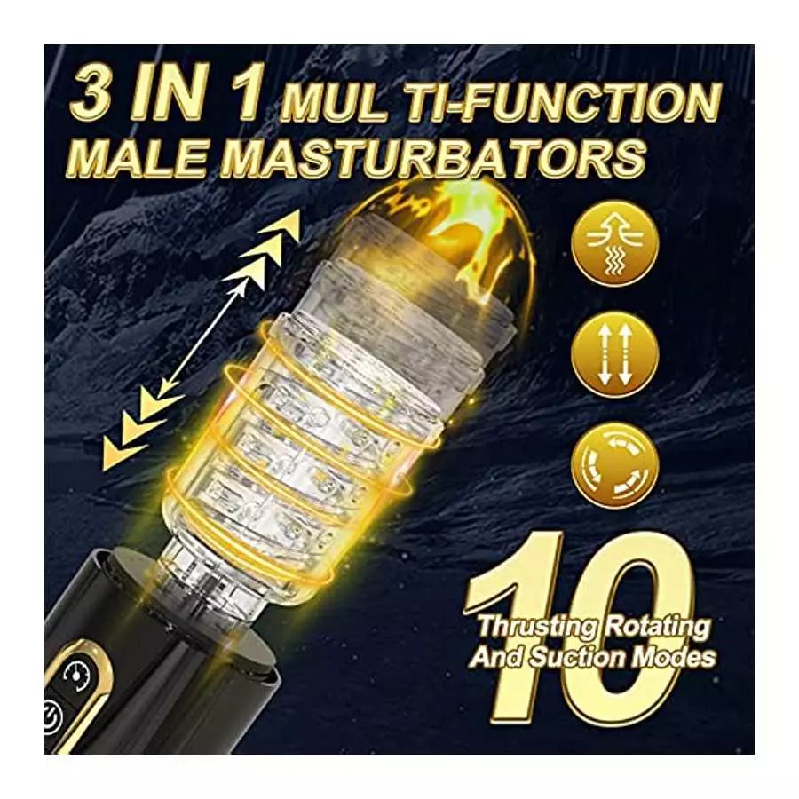 Jaffen 3 in 1 Male Masturbators Sex Toys Automatic Male Masturbator Cup with 10 Suction, Rotation, Thrusting，Vaginal Mouth Pocke