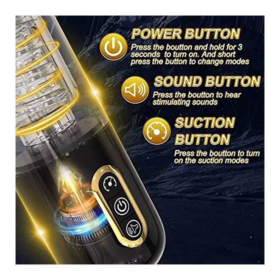 Jaffen 3 in 1 Male Masturbators Sex Toys Automatic Male Masturbator Cup with 10 Suction, Rotation, Thrusting，Vaginal Mouth Pocke