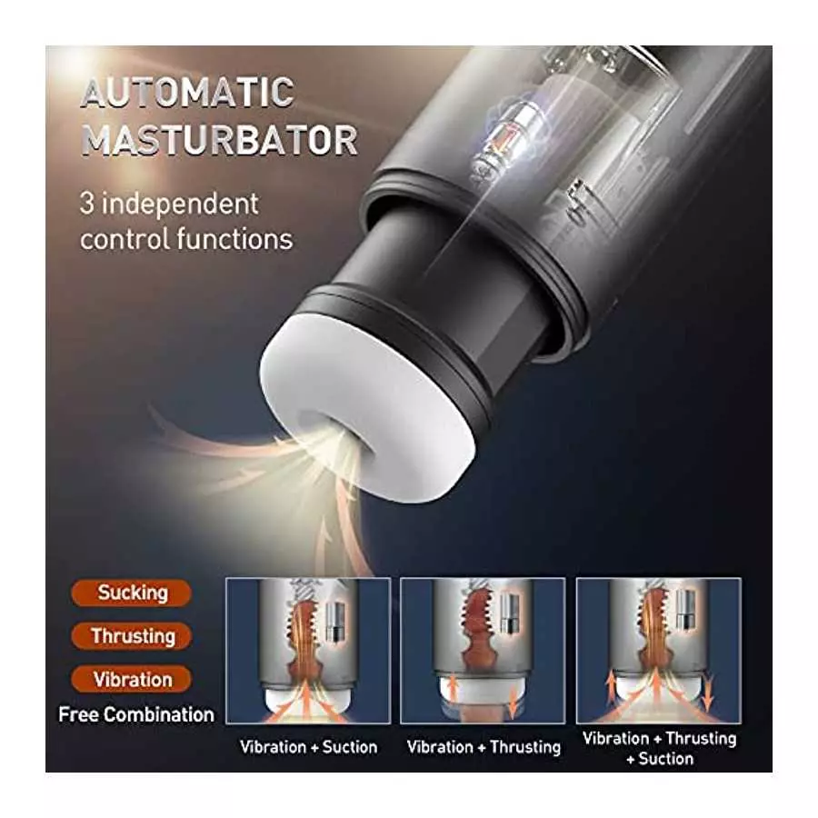 Automatic Male Masturbator,Male Masturbators Cup with 4 Suction&Thrusting and 10 Vibrations for Penis Stimulation,Electric Pocke
