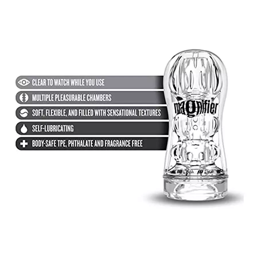 Blush Soft and Wet Magnifier Masturbator - Pocket Stroker Cup - Soft Self Lubricating Multiple Pleasure Chamber - Watch As You P