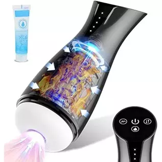 Automatic Sucking Male Masturbator Cup, Flicos Male Masturbation Blowjob Toy with 3 Sucking 10 Vibration Powerful Modes, Pocket 