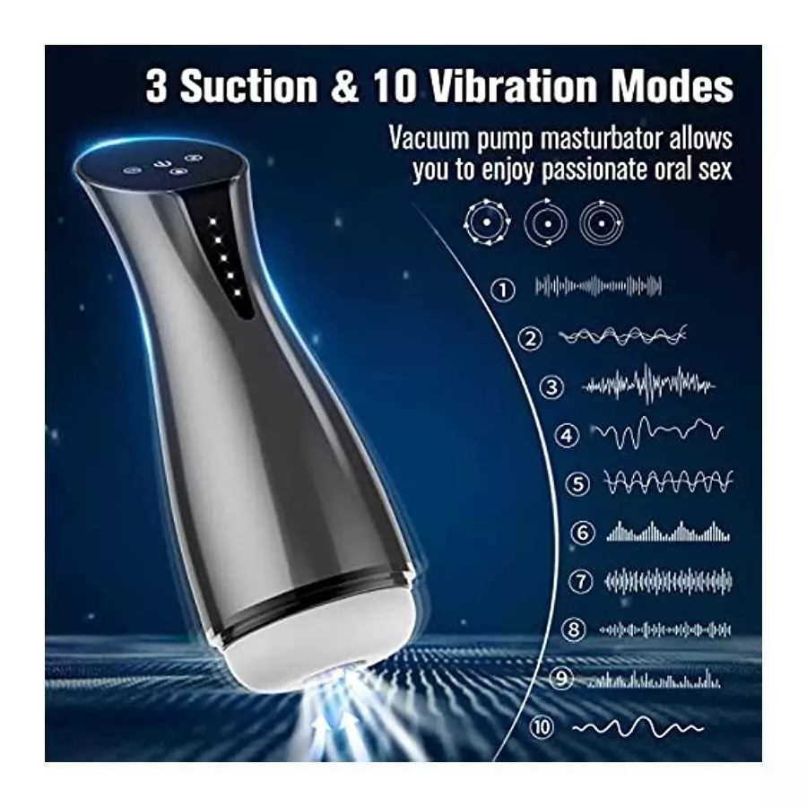 Automatic Sucking Male Masturbator Cup, Flicos Male Masturbation Blowjob Toy with 3 Sucking 10 Vibration Powerful Modes, Pocket