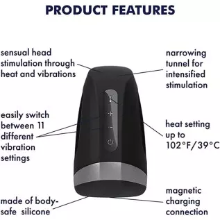 Satisfyer Men Masturbator Heat Plus Vibration - Male Masturbation Cup, Pocket Vagina, Stroker, Realistic Feeling, Warming and Vi Satisfyer Men Masturbator Heat Plus Vibration - Male Masturbation Cup, Pocket Vagina, Stroker, Realistic Feeling, Warming and Vi