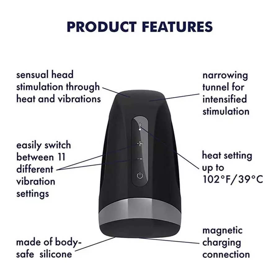 Satisfyer Men Masturbator Heat Plus Vibration - Male Masturbation Cup, Pocket Vagina, Stroker, Realistic Feeling, Warming and Vi