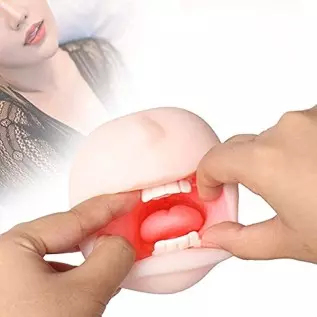 Silicone Realistic Mouth with Tongue and Teeth Male Masturbator Oral Sex Blow Job Pocket Pussy Adult Toy