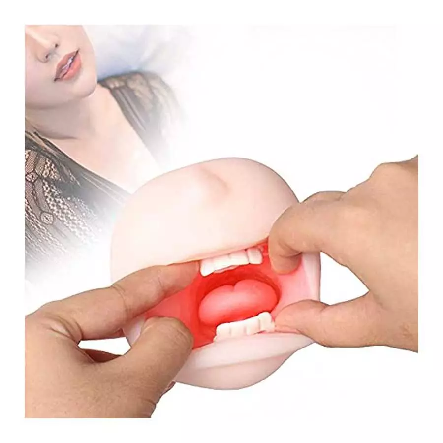 Silicone Realistic Mouth with Tongue and Teeth Male Masturbator Oral Sex Blow Job Pocket Pussy Adult Toy