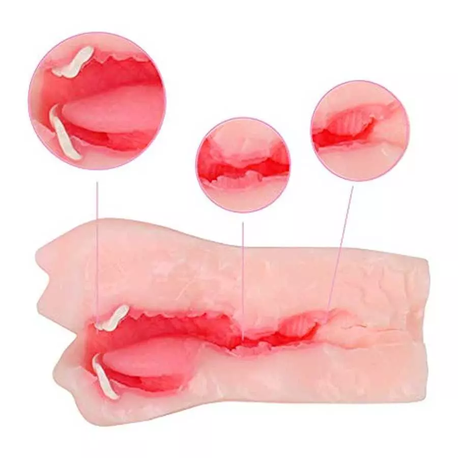 Silicone Realistic Mouth with Tongue and Teeth Male Masturbator Oral Sex Blow Job Pocket Pussy Adult Toy