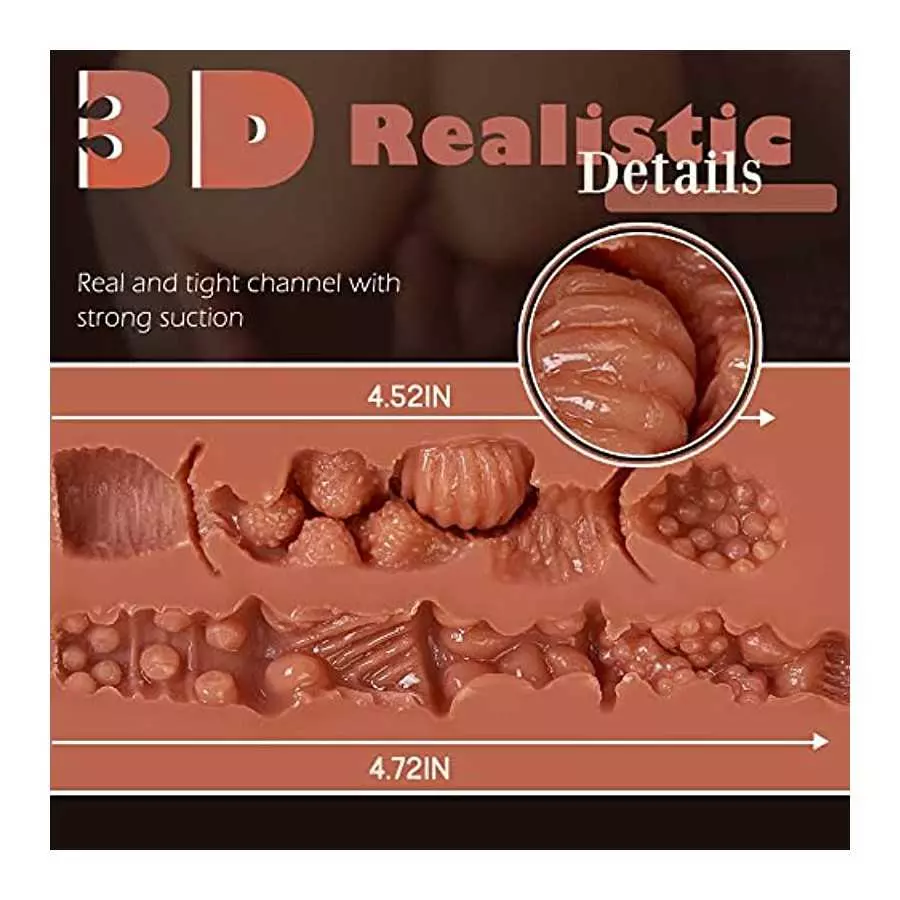 6.4LB Brown Pussy Masturbator Sex Doll with Tight Anal and Vagina Stroker, Portable Butt Pocket Pussy Male Sex Toy for Men Mastu