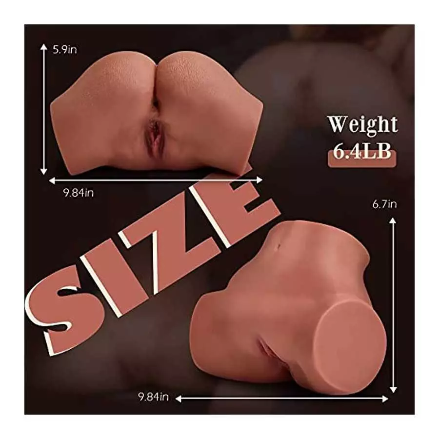 6.4LB Brown Pussy Masturbator Sex Doll with Tight Anal and Vagina Stroker, Portable Butt Pocket Pussy Male Sex Toy for Men Mastu