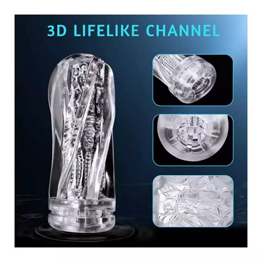 Seekiblizz Male Masturbator Cup Masturbation Sleeve Sex Toy, Portable Crystal Vagina Oral Sleeve Transparent Stroker Blowjob Suc