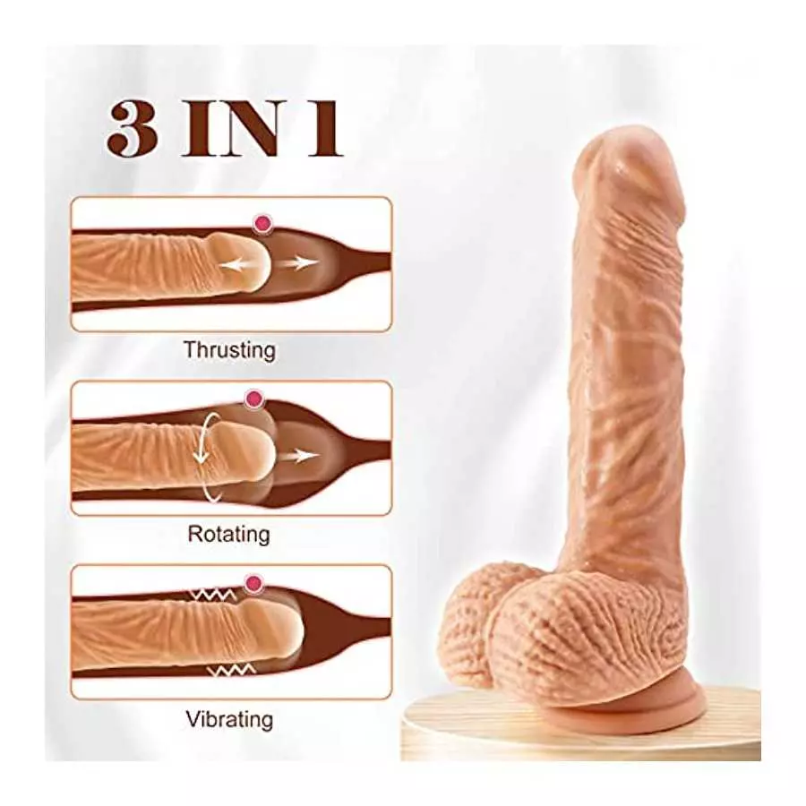 Realistic Thrusting G Spot Dildo Vibrator Adult Sex Toys for Women, 3 in 1 Lifelike Rotating Vibrating Dildos for Anal Stimulati