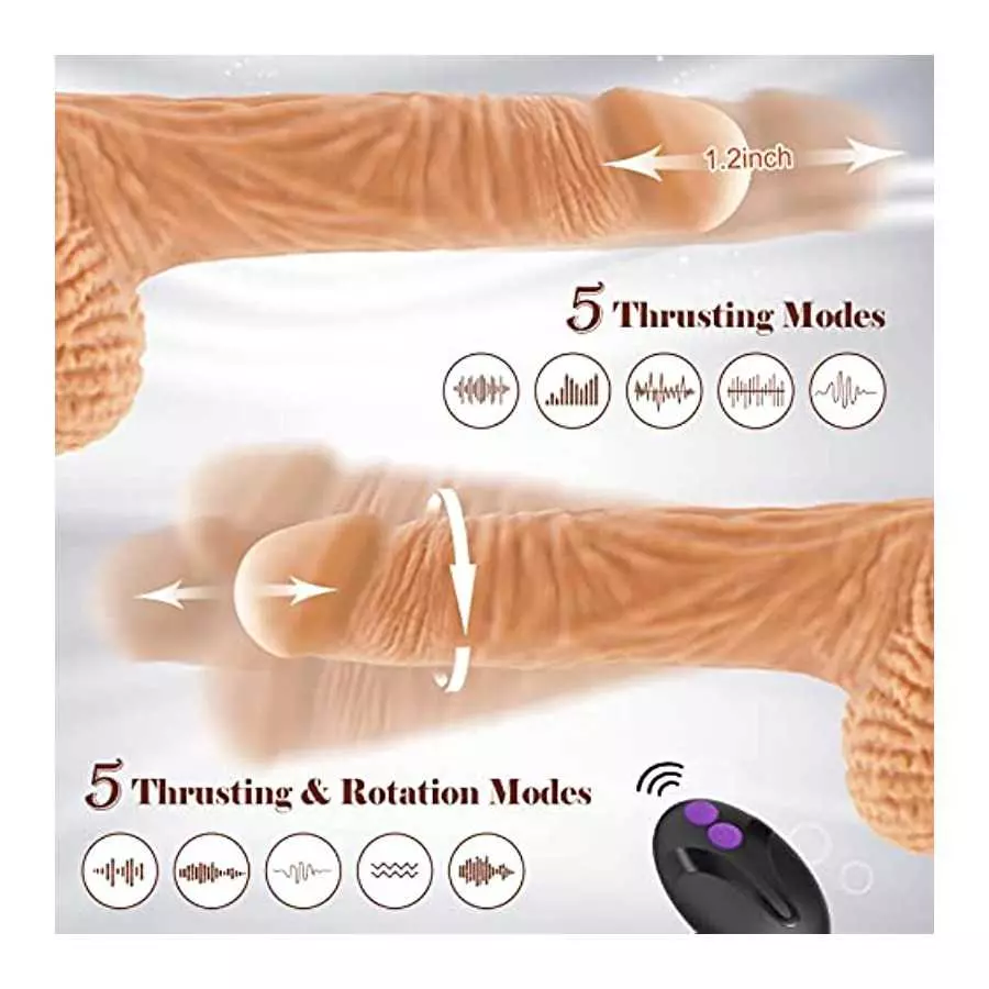 Realistic Thrusting G Spot Dildo Vibrator Adult Sex Toys for Women, 3 in 1 Lifelike Rotating Vibrating Dildos for Anal Stimulati