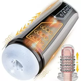 Automatic Male Masturbators with Thrusting Massage Beads, Adult Sex Toys for Men's Sex, Tanshunly Hands Free Vibrating Male Mast