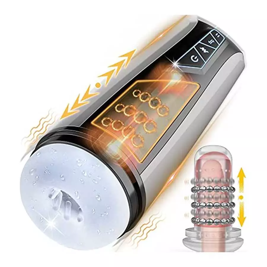 Automatic Male Masturbators with Thrusting Massage Beads, Adult Sex Toys for Men's Sex, Tanshunly Hands Free Vibrating Male Mast