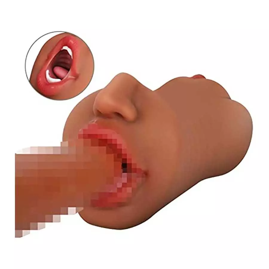 3 in 1 Male Masturbator with Lifelike Face Designed, Pocket Pussy with Realistic Mouth Textured Vagina and Tight Anus for Oral S