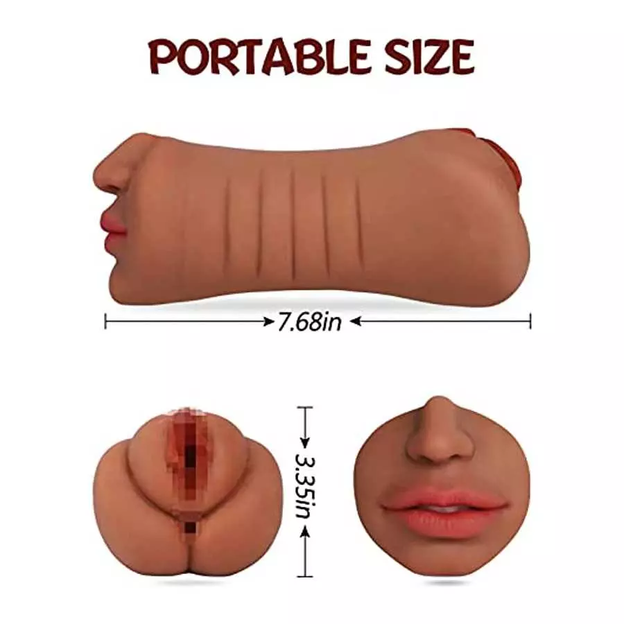 3 in 1 Male Masturbator with Lifelike Face Designed, Pocket Pussy with Realistic Mouth Textured Vagina and Tight Anus for Oral S