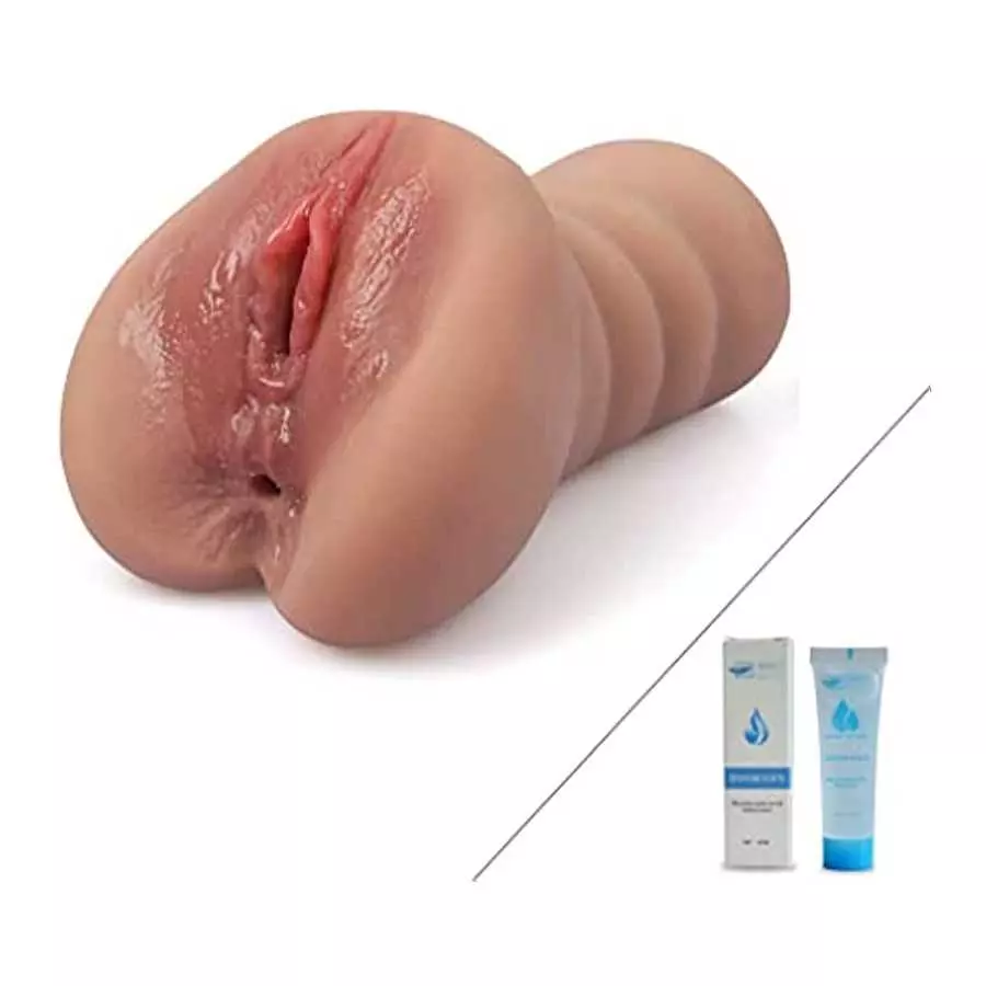 Realistic Male Masturbator Toy with Skin Texture Elastic Soft Portable Flesh 3D Vagina Anal, Real Female Pocket Pussy, Firm Dual