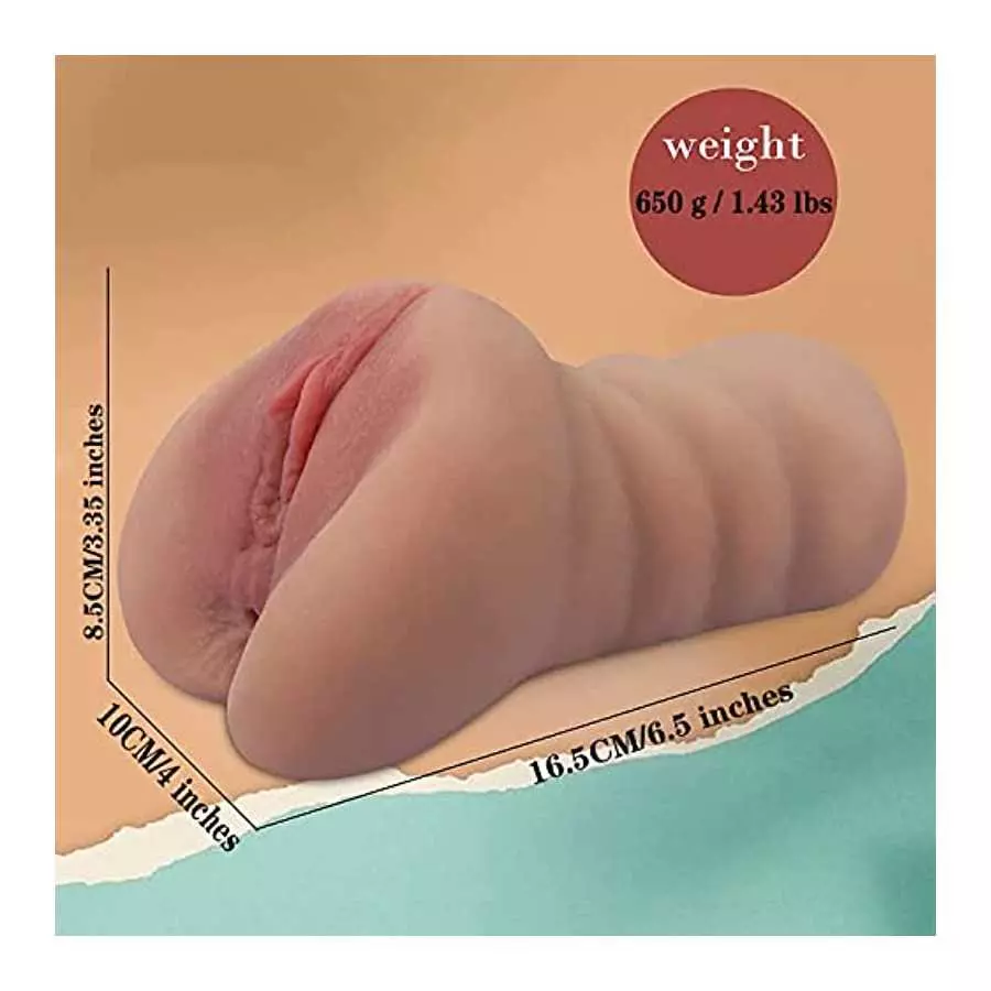 Realistic Male Masturbator Toy with Skin Texture Elastic Soft Portable Flesh 3D Vagina Anal, Real Female Pocket Pussy, Firm Dual
