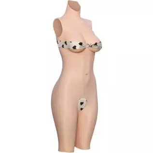 HDFU Silicone Vagina Bodysuit Fake Boobs D-G Cup 5G Silicone Breast Forms Swimming Bodysuit for Transgender Crossdresser Cosplay