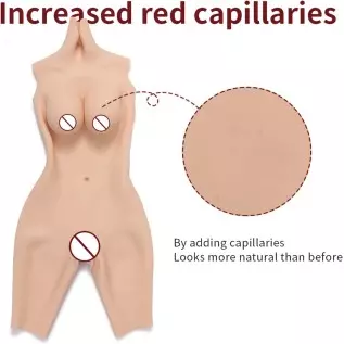 HDFU Silicone Vagina Bodysuit Fake Boobs D-G Cup 5G Silicone Breast Forms Swimming Bodysuit for Transgender Crossdresser Cosplay