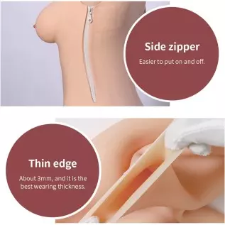 HDFU Silicone Vagina Bodysuit Fake Boobs D-G Cup 5G Silicone Breast Forms Swimming Bodysuit for Transgender Crossdresser Cosplay