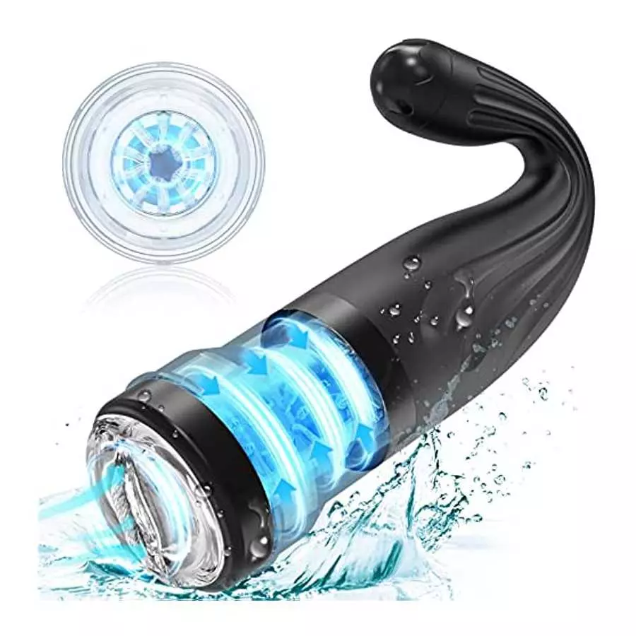 Powerful Automatic Male Masturbator - 4 Vibration & Rotating Modes, Realistic Pocket Pussy Stroker Cup - USB Rechargeable Adult 