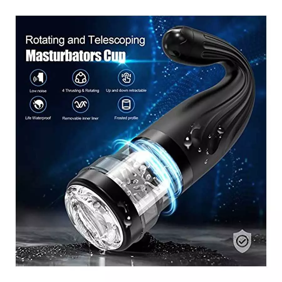 Powerful Automatic Male Masturbator - 4 Vibration & Rotating Modes, Realistic Pocket Pussy Stroker Cup - USB Rechargeable Adult 