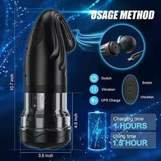 Powerful Automatic Male Masturbator - 4 Vibration & Rotating Modes, Realistic Pocket Pussy Stroker Cup - USB Rechargeable Adult 