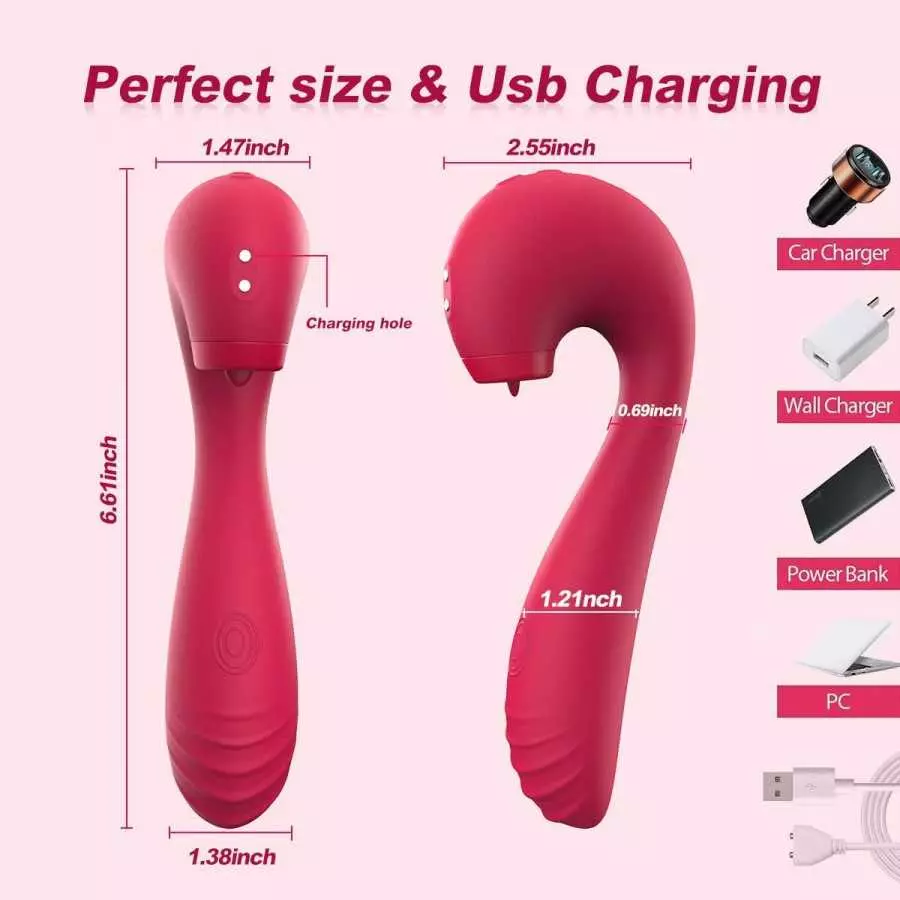 WiMiFar Swan 3in1 Clit Sucker Dildo Vibrator for Women Sex Toys, Soft Silicone Female G-spot Stimulation Vibrators Thrusting Dil