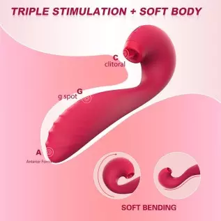 WiMiFar Swan 3in1 Clit Sucker Dildo Vibrator for Women Sex Toys, Soft Silicone Female G-spot Stimulation Vibrators Thrusting Dil