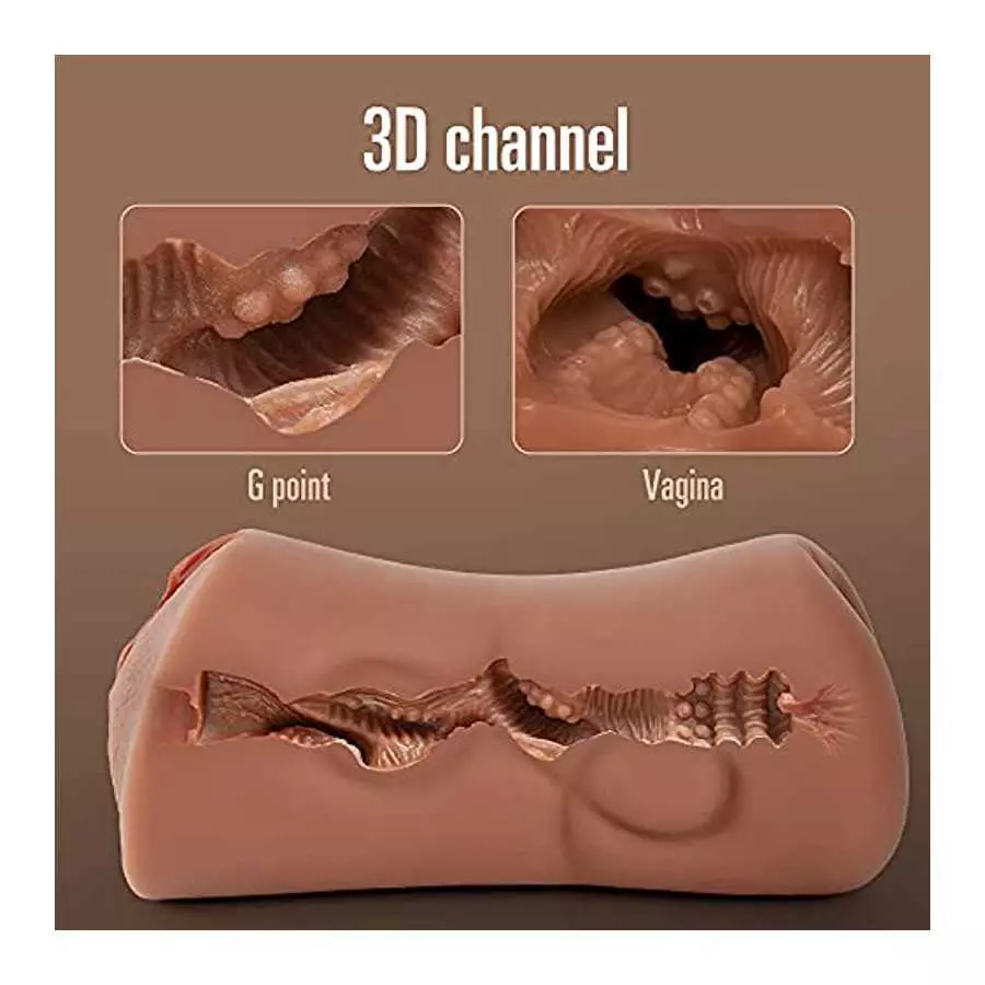 Realistic Male Masturbator Pocket Pussy for Men Tight,Brown Skin Realistic Masturbator Male Sex Toy with 2 Hole for Men Masturba