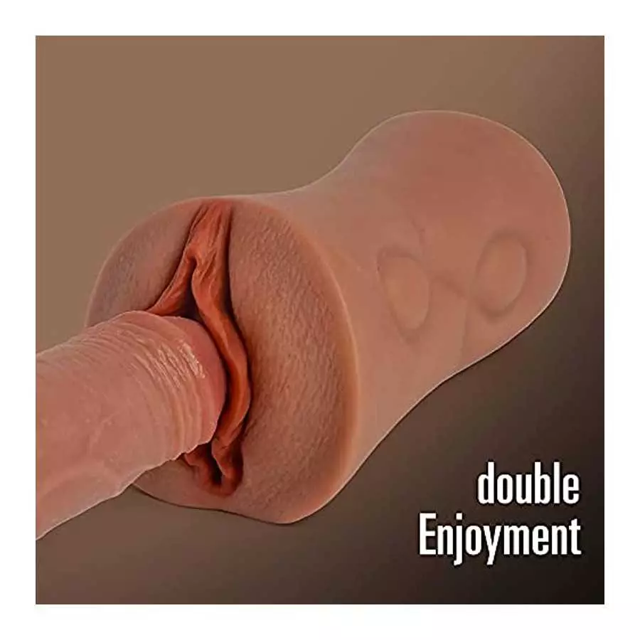 Realistic Male Masturbator Pocket Pussy for Men Tight,Brown Skin Realistic Masturbator Male Sex Toy with 2 Hole for Men Masturba