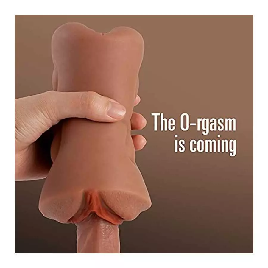 Realistic Male Masturbator Pocket Pussy for Men Tight,Brown Skin Realistic Masturbator Male Sex Toy with 2 Hole for Men Masturba