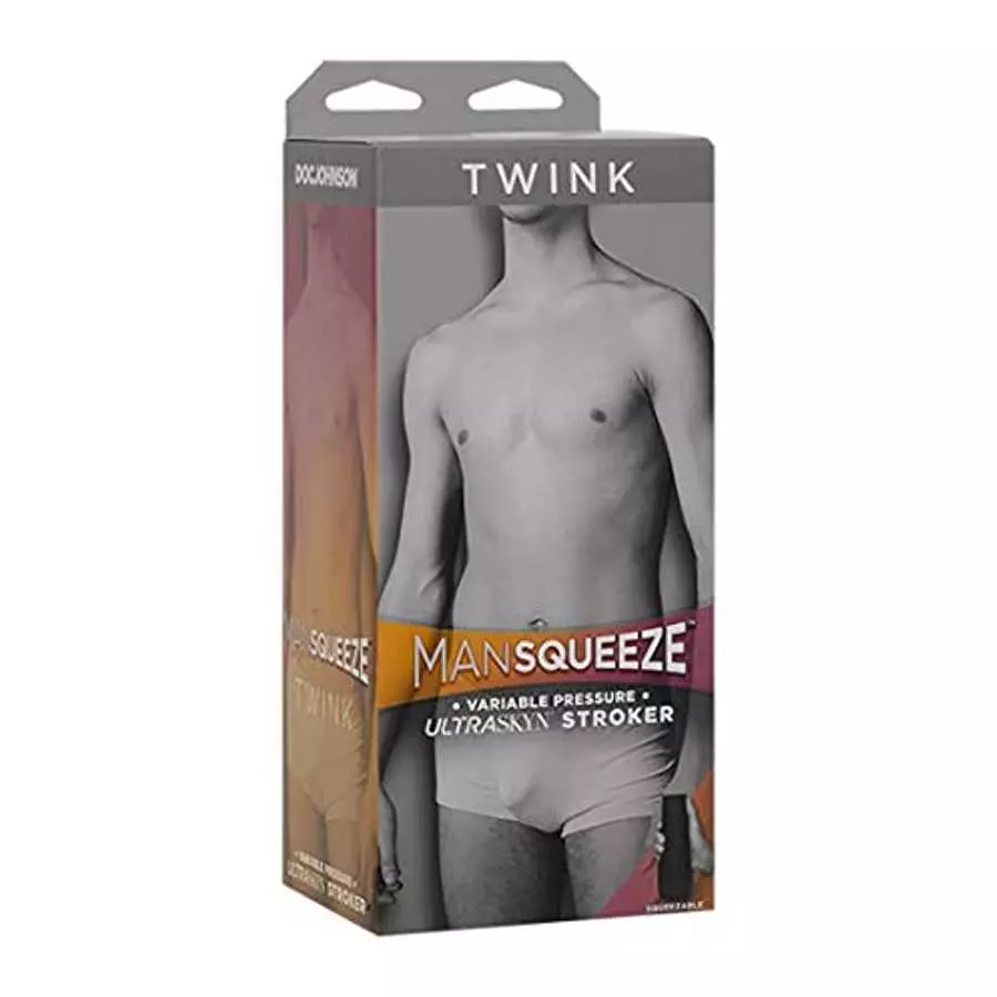 Doc Johnson Man Squeeze - Twink - Squeeze Plate for Precise Pressure - Twist End Cap to Control Suction - Discreet Premium Strok