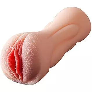 2 in 1 Lifelike Pocket Pussy Male Masturbator Toy with 3D Realistic Vagina and Teeth & Tongue Sex Stroker Hands Free Flesh Light