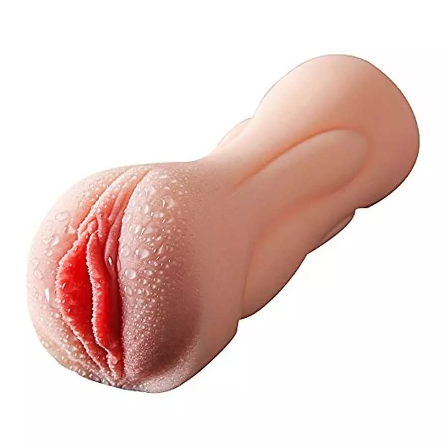 2 in 1 Lifelike Pocket Pussy Male Masturbator Toy with 3D Realistic Vagina and Teeth & Tongue Sex Stroker Hands Free Flesh Light